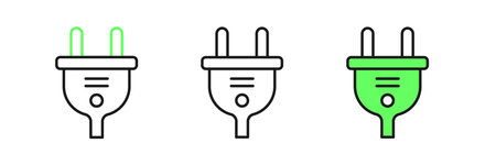 Set line Electric plug icon isolated on white background. Concept of connection and disconnection of...