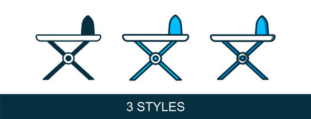 Filled outline Electric iron and ironing board icon isolated on white background. Steam iron. Vector.のイラスト素材