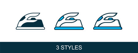 Filled outline Electric iron icon isolated on white background. Steam iron. Vector.のイラスト素材
