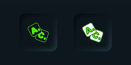 Green Bingo icon isolated on black background. Lottery tickets for American bingo game. Black square button. Vector.のイラスト素材