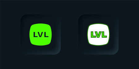 Green Level game icon isolated on black background. Black square button. Vector.のイラスト素材