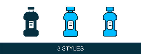 Filled outline Plastic bottle for laundry detergent, bleach, dishwashing liquid or another cleaning...