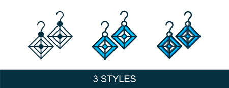 Filled outline Earrings icon isolated on white background. Jewelry accessories. Vector.のイラスト素材