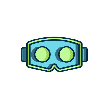 Filled outline Virtual reality glasses icon isolated on white background. Stereoscopic 3d vr mask. Optical head mounted display. Flat filled outline style with shadow. Vector.のイラスト素材
