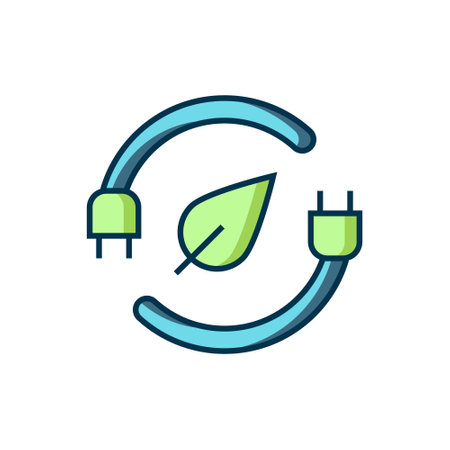 Filled outline Electric saving plug in leaf icon isolated on white background. Save energy electricity. Environmental protection. Bio energy. Flat filled outline style with shadow. Vector.のイラスト素材