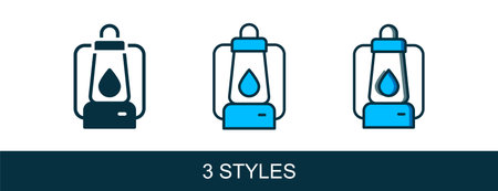 Filled outline Camping lantern icon isolated on white background. Vector.のイラスト素材