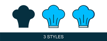 Filled outline Chef hat icon isolated on white background. Cooking symbol. Cooks hat. Vector.のイラスト素材