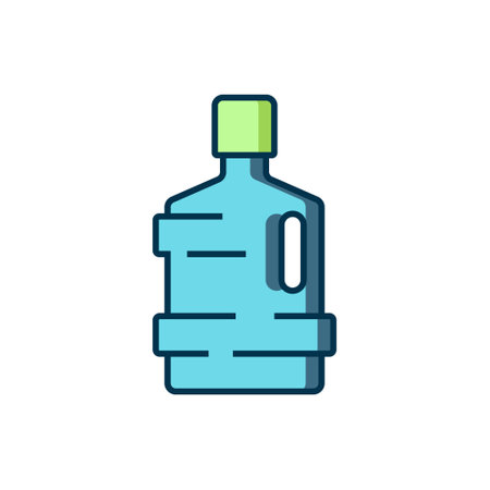 Filled outline Big bottle with clean water icon isolated on white background. Plastic container for the cooler. Flat filled outline style with shadow. Vector.のイラスト素材