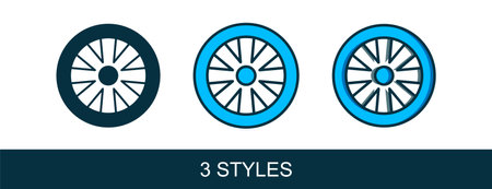 Filled outline Alloy wheel for car icon isolated on white background. Vector.のイラスト素材