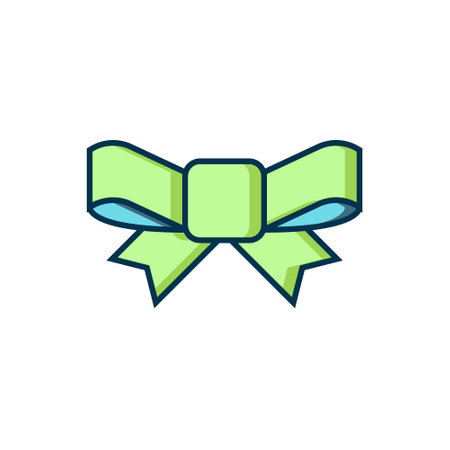 Filled outline Gift bow icon isolated on white background. Flat filled outline style with shadow. Vector.のイラスト素材