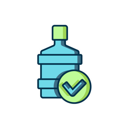 Filled outline Big bottle with clean water icon isolated on white background. Plastic container for the cooler. Flat filled outline style with shadow. Vector.のイラスト素材