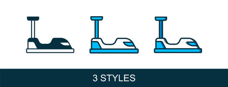 Filled outline Bumper car icon isolated on white background. Amusement park. Childrens entertainment playground, recreation park. Vector.のイラスト素材