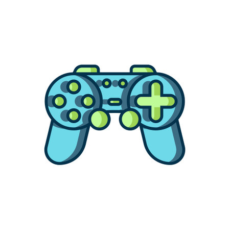 Filled outline Gamepad icon isolated on white background. Game controller. Flat filled outline style with shadow. Vector.のイラスト素材