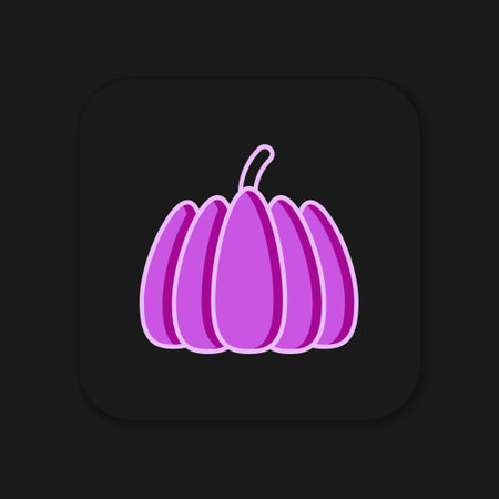 Filled outline Pumpkin icon isolated on black background. Happy Halloween party. Flat filled outline style with shadow. Vector.のイラスト素材