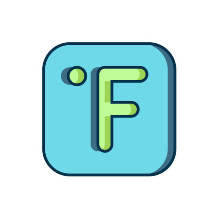 Filled outline Fahrenheit icon isolated on white background. Flat filled outline style with shadow. Vector.のイラスト素材