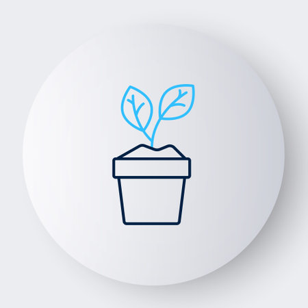 Line Plant in pot icon isolated on white background. Plant growing in a pot. Potted plant sign. Colorful outline concept. Vector.のイラスト素材