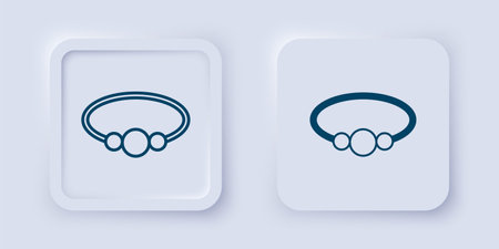 Filled and outline Bracelet jewelry icon isolated on gray background. Bangle sign. Square button. Vector.のイラスト素材