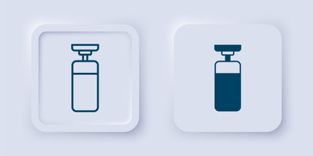 Filled and outline Punching bag icon isolated on gray background. Square button. Vector.のイラスト素材