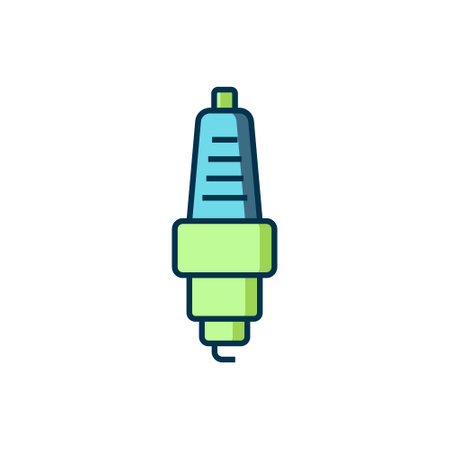 Filled outline Car spark plug icon isolated on white background. Car electric candle. Flat filled outline style with shadow. Vector.のイラスト素材