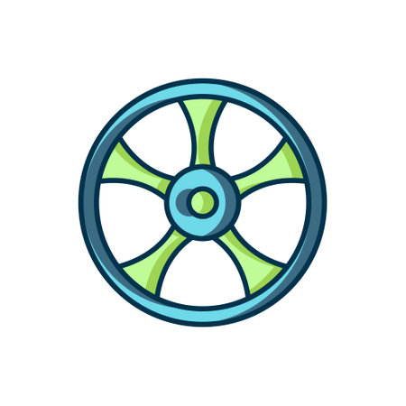 Filled outline Alloy wheel for car icon isolated on white background. Flat filled outline style with shadow. Vector.のイラスト素材