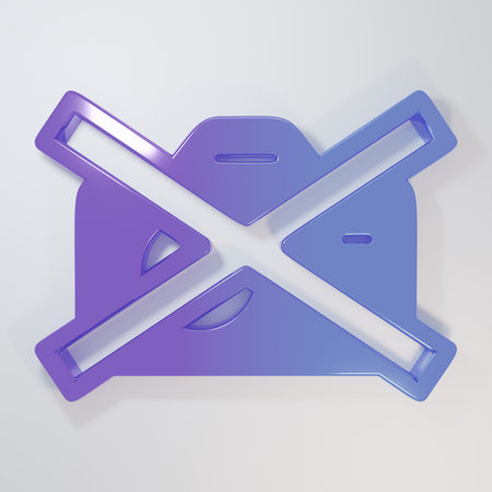 Purple-blue Prohibition sign no video recording icon isolated on gray background. Minimalism concept. 3D render illustration.の写真素材
