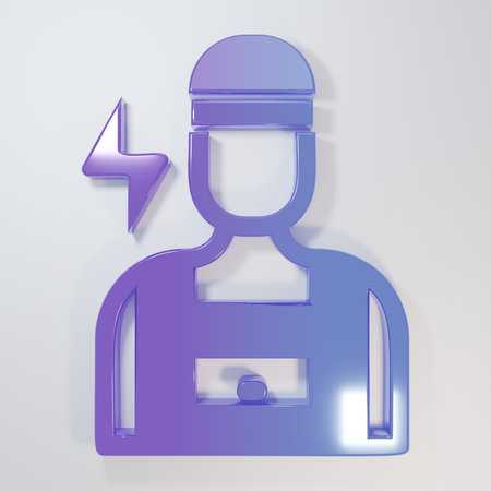 Purple-blue Electrician technician engineer icon isolated on gray background. Minimalism concept. 3D render illustration.の写真素材