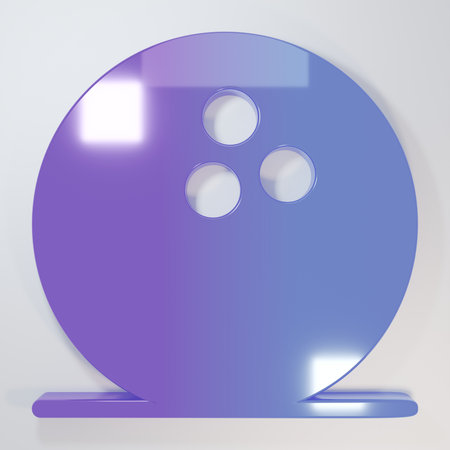Purple-blue Bowling ball icon isolated on gray background. Sport equipment. Minimalism concept. 3D render illustration.の写真素材