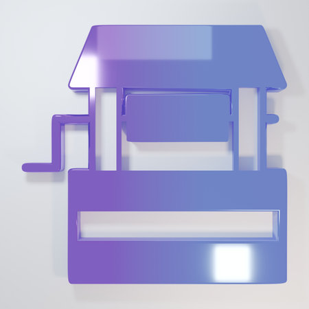 Purple-blue Well icon isolated on gray background. Minimalism concept. 3D render illustration.の写真素材