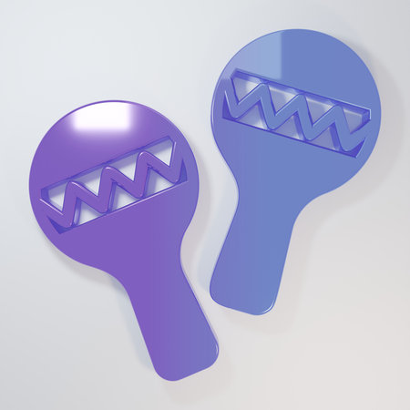 Purple-blue Maracas icon isolated on gray background. Music maracas instrument mexico. Minimalism concept. 3D render illustration.の写真素材
