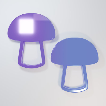 Purple-blue Mushroom icon isolated on gray background. Minimalism concept. 3D render illustration.の写真素材