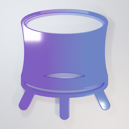Purple-blue Jumping trampoline icon isolated on gray background. Minimalism concept. 3D render illustration.の写真素材