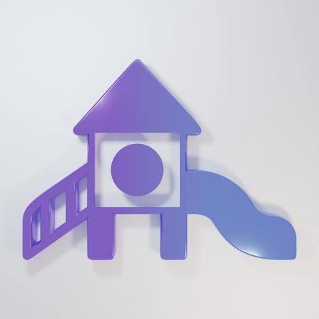 Purple-blue Slide playground icon isolated on gray background. Children's slide. Minimalism concept. 3D render illustration.の写真素材