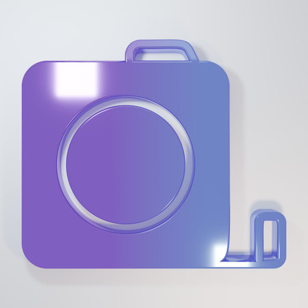 Purple-blue Roulette construction icon isolated on gray background. Tape measure symbol. Minimalism concept. 3D render illustration.の写真素材