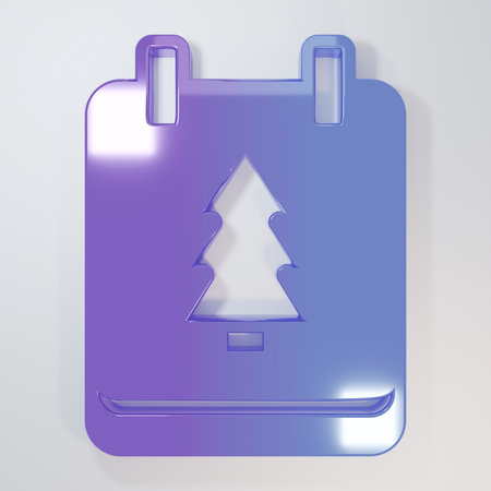 Purple-blue Christmas day calendar icon isolated on gray background. Event reminder symbol. Merry Christmas and Happy New Year. Minimalism concept. 3D render illustration.の写真素材