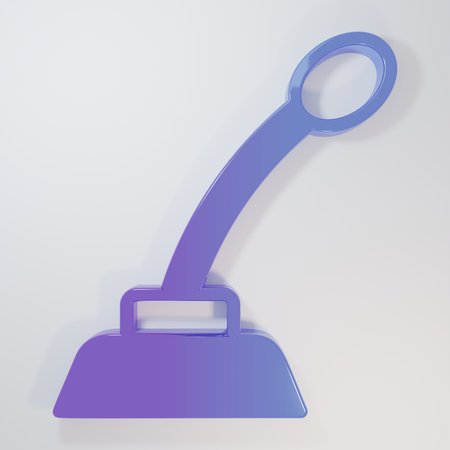 Purple-blue Microphone icon isolated on gray background. On air radio mic microphone. Speaker sign. Minimalism concept. 3D render illustration.の写真素材