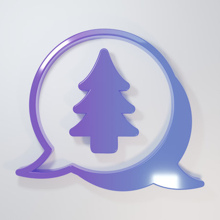 Purple-blue Tree icon isolated on gray background. Forest symbol. Minimalism concept. 3D render illustration.の写真素材