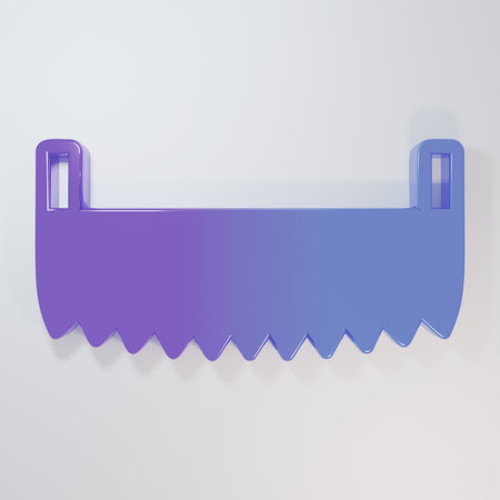 Purple-blue Two-handed saw icon isolated on gray background. Minimalism concept. 3D render illustration.の写真素材