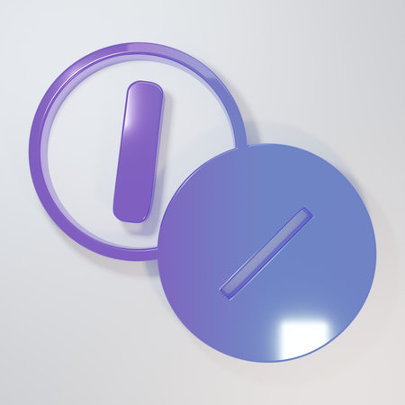 Purple-blue Toothache painkiller tablet icon isolated on gray background. Tooth care medicine. Capsule pill and drug. Pharmacy design. Minimalism concept. 3D render illustration.の写真素材