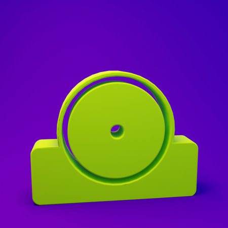 Green Otolaryngological head reflector icon isolated on purple-blue background. Equipment for inspection of the patients ear, throat and nose. Minimalism concept. 3D render illustration.の写真素材