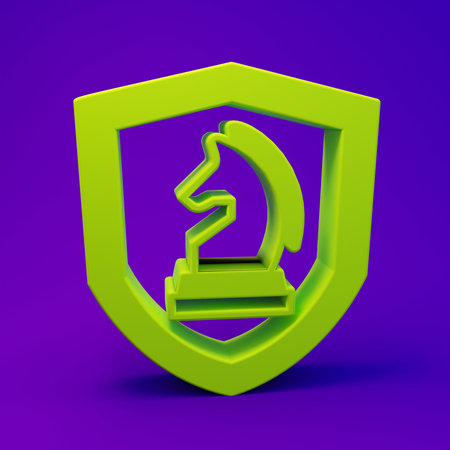 Green Chess icon isolated on purple-blue background. Business strategy. Game, management, finance. Minimalism concept. 3D render illustration.の写真素材