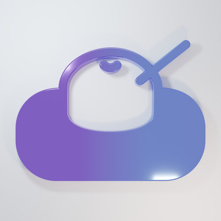 Purple-blue Mochi icon isolated on gray background. Japanese traditional wet soft dessert. Ball of rice flour with bean paste. Minimalism concept. 3D render illustration.の写真素材