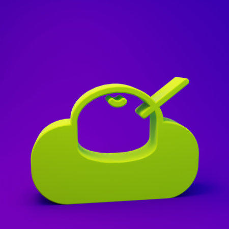 Green Mochi icon isolated on purple-blue background. Japanese traditional wet soft dessert. Ball of rice flour with bean paste. Minimalism concept. 3D render illustration.の写真素材
