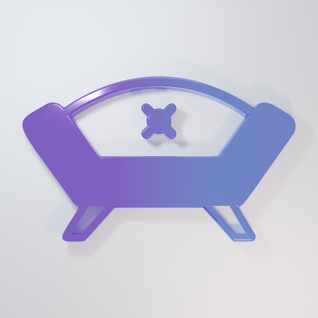 Purple-blue Sofa icon isolated on gray background. Minimalism concept. 3D render illustration.の写真素材