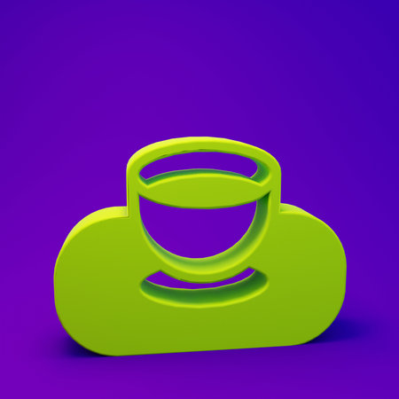 Green Soy sauce in bowl icon isolated on purple-blue background. Minimalism concept. 3D render illustration.の写真素材