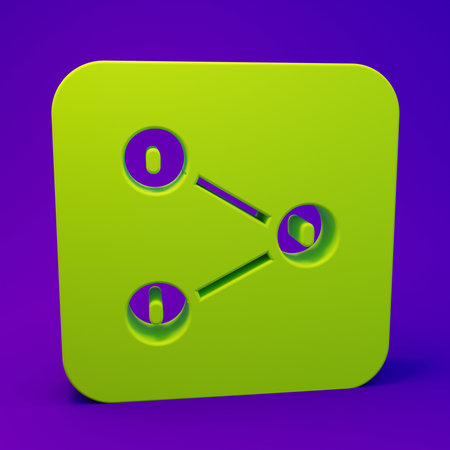 Green Share icon isolated on purple-blue background. Share, sharing, communication pictogram, social...