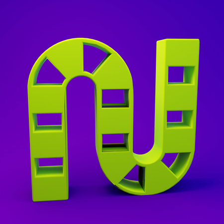 Green Board game icon isolated on purple-blue background. Minimalism concept. 3D render illustration.の写真素材