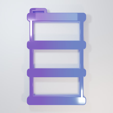 Purple-blue Barrel oil icon isolated on gray background. Minimalism concept. 3D render illustration.の写真素材