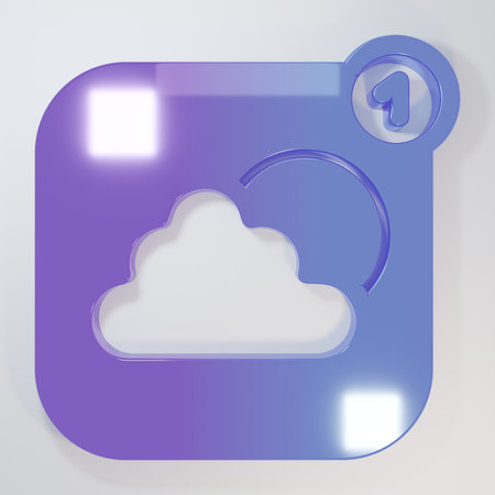 Purple-blue Weather forecast app icon isolated on gray background. Minimalism concept. 3D render...