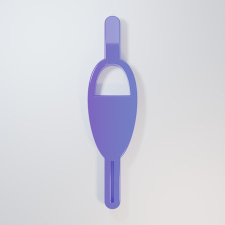 Purple-blue Fishing float icon isolated on gray background. Fishing tackle. Minimalism concept. 3D render illustration.の写真素材