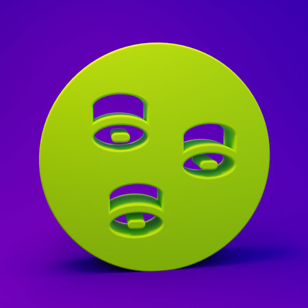 Green Sushi icon isolated on purple-blue background. Traditional Japanese food. Minimalism concept. 3D render illustration.の写真素材